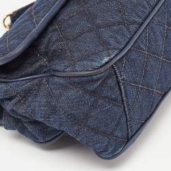 Pre Owned Michael Kors Blue Quilted Denim and Leather Sloan Shoulder Bag
