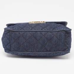 Pre Owned Michael Kors Blue Quilted Denim and Leather Sloan Shoulder Bag