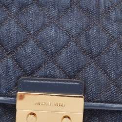 Pre Owned Michael Kors Blue Quilted Denim and Leather Sloan Shoulder Bag