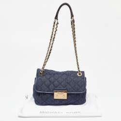 Pre Owned Michael Kors Blue Quilted Denim and Leather Sloan Shoulder Bag