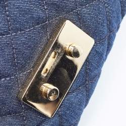 Pre Owned Michael Kors Blue Quilted Denim and Leather Sloan Shoulder Bag