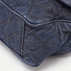 Pre Owned Michael Kors Blue Quilted Denim and Leather Sloan Shoulder Bag