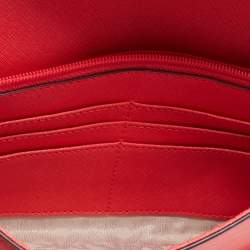 Pre Owned Michael Kors Coral Saffiano Leather Cynthia Clutch