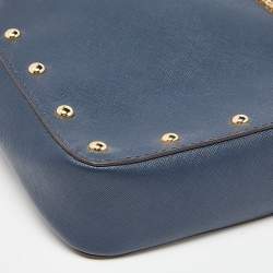 Pre Owned Michael Kors Blue Leather Sandrine Stud Crossbody Bag
