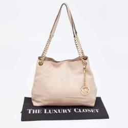 Pre Owned Michael Kors Beige Leather Jet Set Chain Bag