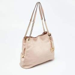 Pre Owned Michael Kors Beige Leather Jet Set Chain Bag