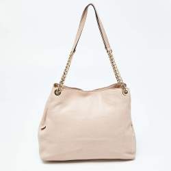 Pre Owned Michael Kors Beige Leather Jet Set Chain Bag