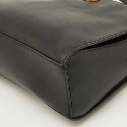 Pre Owned Michael Korse Black Leather Turnlock Crossbody Bag