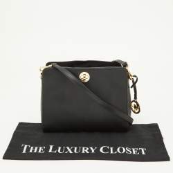 Pre Owned Michael Korse Black Leather Turnlock Crossbody Bag