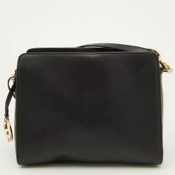 Pre Owned Michael Korse Black Leather Turnlock Crossbody Bag