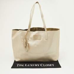 Pre Owned Michael Kors Gold Faux Leather Shopper Tote