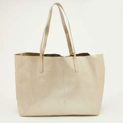 Pre Owned Michael Kors Gold Faux Leather Shopper Tote