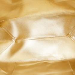 Pre Owned Michael Kors Gold Faux Leather Shopper Tote