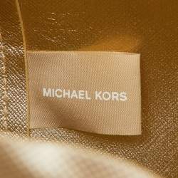 Pre Owned Michael Kors Gold Faux Leather Shopper Tote