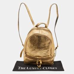 Michael Kors Metallic Gold Python Embossed Leather Small Rhea Backpack