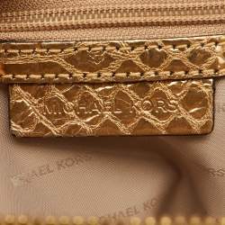 Michael Kors Metallic Gold Python Embossed Leather Small Rhea Backpack