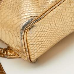 Michael Kors Metallic Gold Python Embossed Leather Small Rhea Backpack