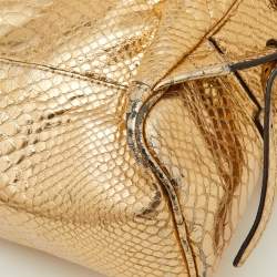 Michael Kors Metallic Gold Python Embossed Leather Small Rhea Backpack