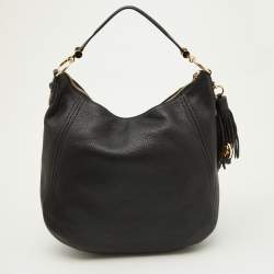 Pre Owned MICHAEL Michael Kors Black Leather Tassel Hobo
