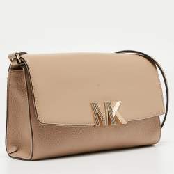 Pre Owned Michael Kors Beige Leather Montgomery Clutch Bag
