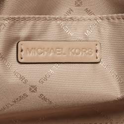 Pre Owned Michael Kors Beige Leather Montgomery Clutch Bag
