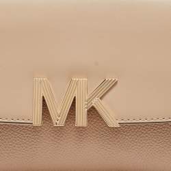 Pre Owned Michael Kors Beige Leather Montgomery Clutch Bag