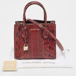 Pre Owned Michael Kors Burgundy/Black Python Leather Mini Mercer Satchel