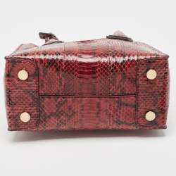 Pre Owned Michael Kors Burgundy/Black Python Leather Mini Mercer Satchel