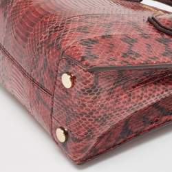 Pre Owned Michael Kors Burgundy/Black Python Leather Mini Mercer Satchel