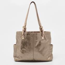 Pre Owned MICHAEL Michael Kors Gold Leather Jet Set East West Tote