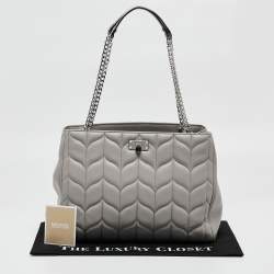 Pre Owned Michael Kors Grey Quilted Leather Peyton Large Convertible Tote