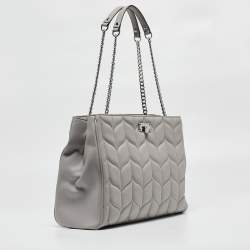 Pre Owned Michael Kors Grey Quilted Leather Peyton Large Convertible Tote