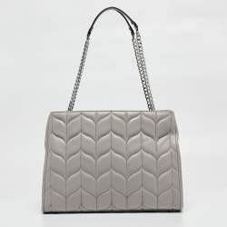 Pre Owned Michael Kors Grey Quilted Leather Peyton Large Convertible Tote