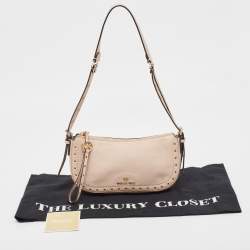 Pre Owned Michael Kors Light Pink Leather Camden Baguette Bag