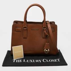 Pre Owned Michael Kors Brown Saffiano Leather Medium East West Dillon Tote