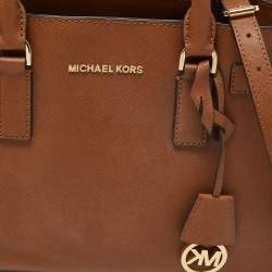 Pre Owned Michael Kors Brown Saffiano Leather Medium East West Dillon Tote