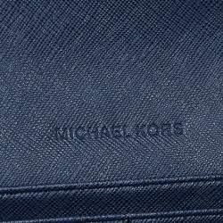 Michael Kors Blue Leather Jet Set Travel Wallet On Chain