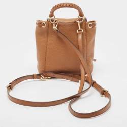 Pre Owned Michael Kors Brown Leather Extra Small Viv Backpack