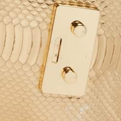 Pre Owned Michael Kors Gold Python Embossed Leather Piper Shoulder Bag