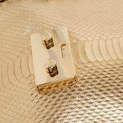 Pre Owned Michael Kors Gold Python Embossed Leather Piper Shoulder Bag