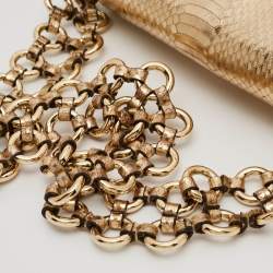 Pre Owned Michael Kors Gold Python Embossed Leather Piper Shoulder Bag