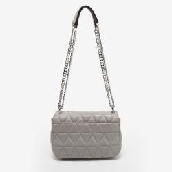 مملوكة مسبقًا Michael Kors Grey Quilted Leather Small Sloan Studded Chain Shoulder Bag
