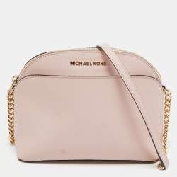 Pre Owned Michael Kors Pink Leather Emmy Crossbody Bag