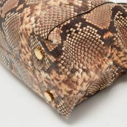 Michael Kors Beige/Brown Python Embossed Leather Satchel