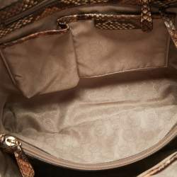 Michael Kors Beige/Brown Python Embossed Leather Satchel