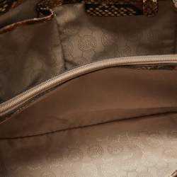 Michael Kors Beige/Brown Python Embossed Leather Satchel