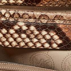 Michael Kors Beige/Brown Python Embossed Leather Satchel