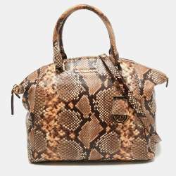 Michael Kors Beige/Brown Python Embossed Leather Satchel