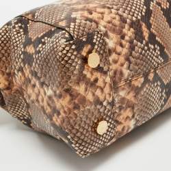 Michael Kors Beige/Brown Python Embossed Leather Satchel