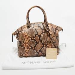 Michael Kors Beige/Brown Python Embossed Leather Satchel